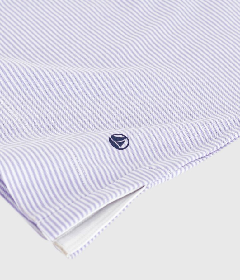 Camis&oacute;n de algod&oacute;n a rayas para mujer violeta/blanco