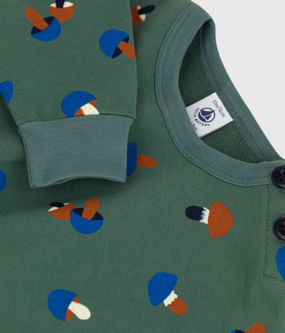 Sudadera de algodón con estampado de setas para bebé verde VALLEE/crudo MULTICO