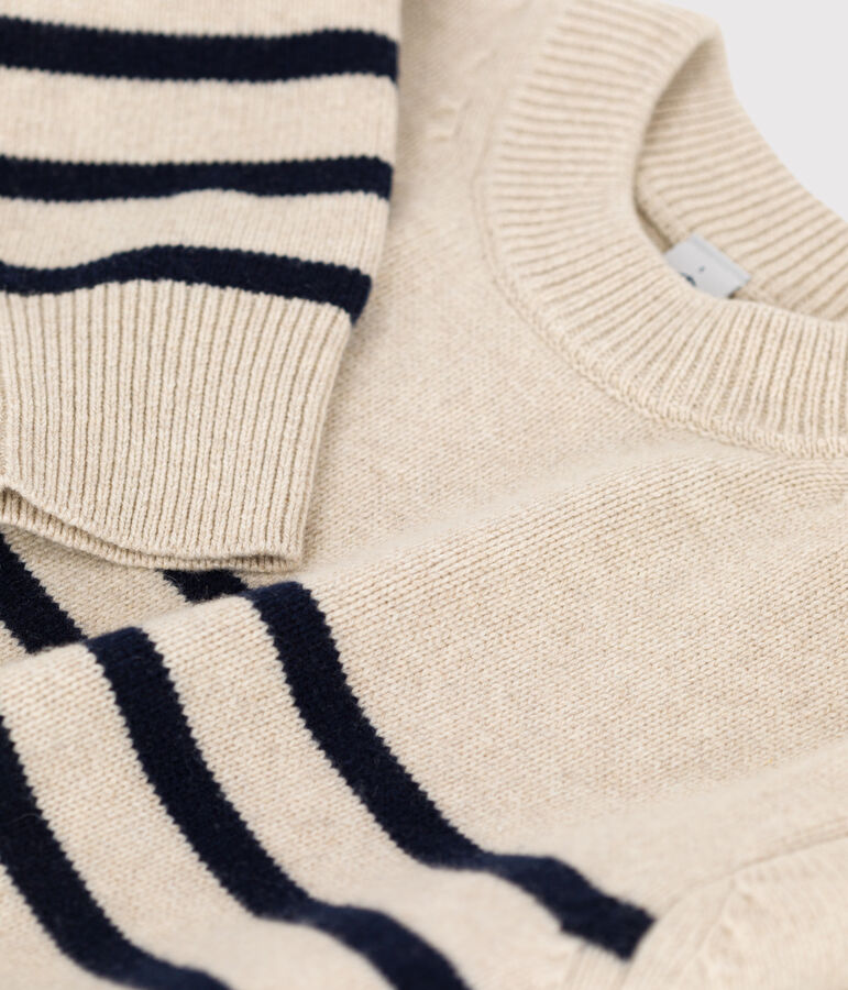 Jersey marinero de lana para mujer crudo/azul