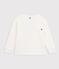 Camiseta infantil lisa de algod&oacute;n de manga larga blanco