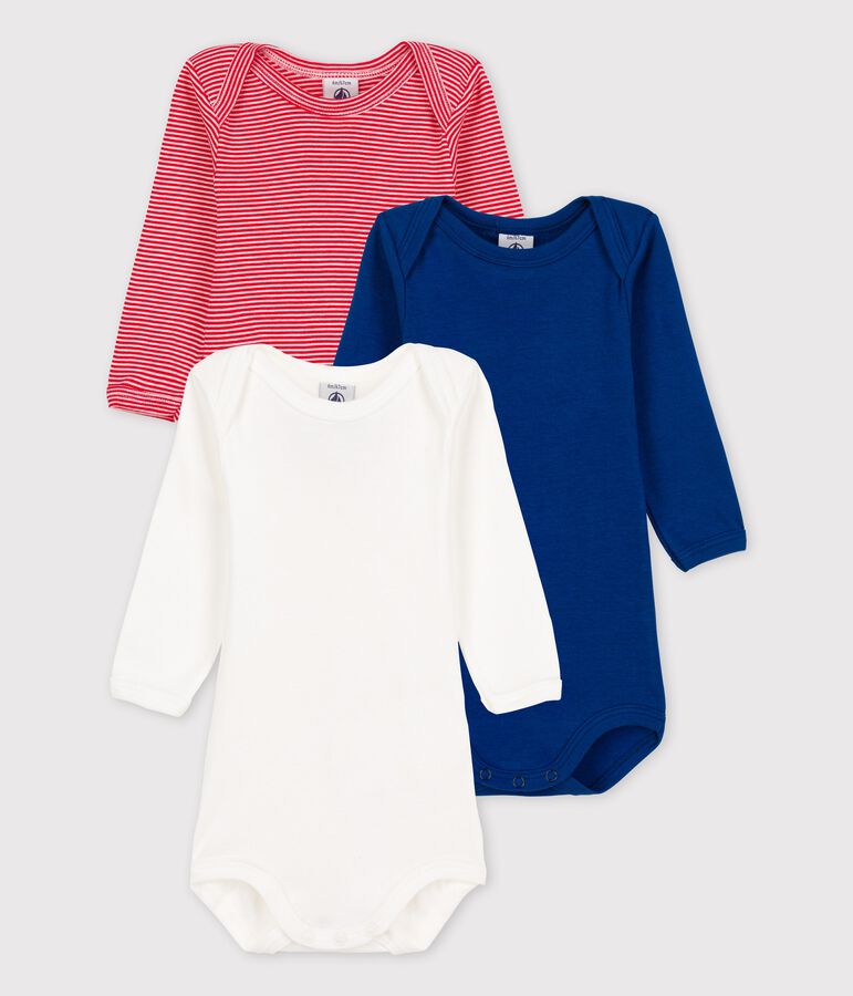 Juego de 3 bodis de manga larga de algod&oacute;n multicolor