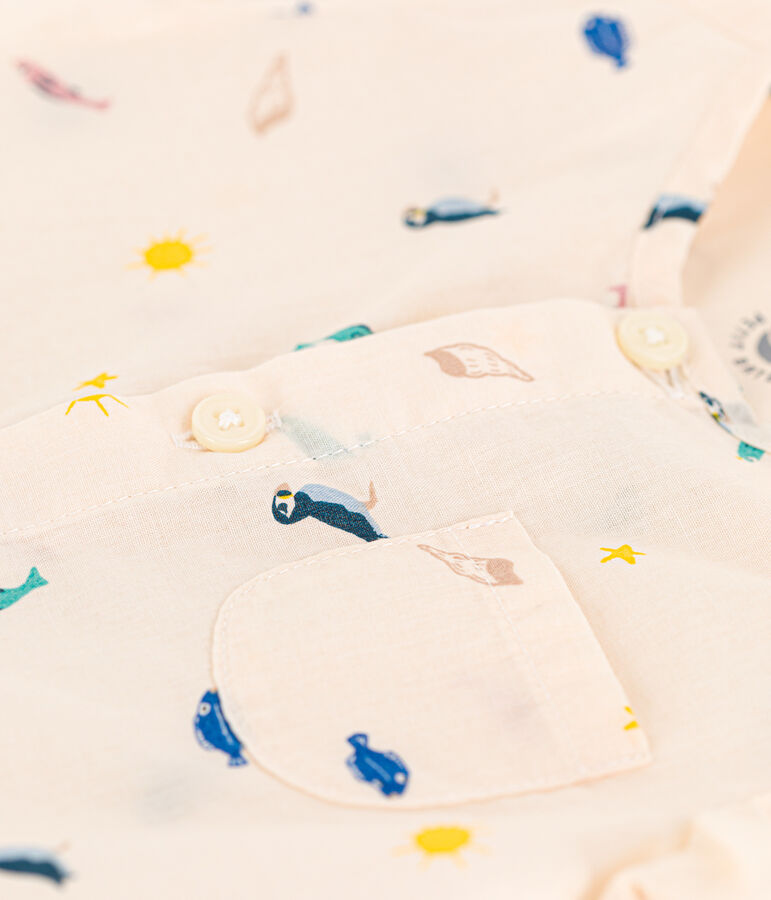 Mono estampado de popelina para beb&eacute; crudo/multicolor