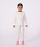 Pijama infantil de mulet&oacute;n con flores blanco/multicolor