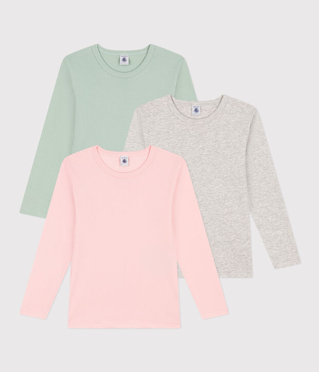 Juego de 3 camisetas de algod&oacute;n de manga larga para ni&ntilde;a multicolor