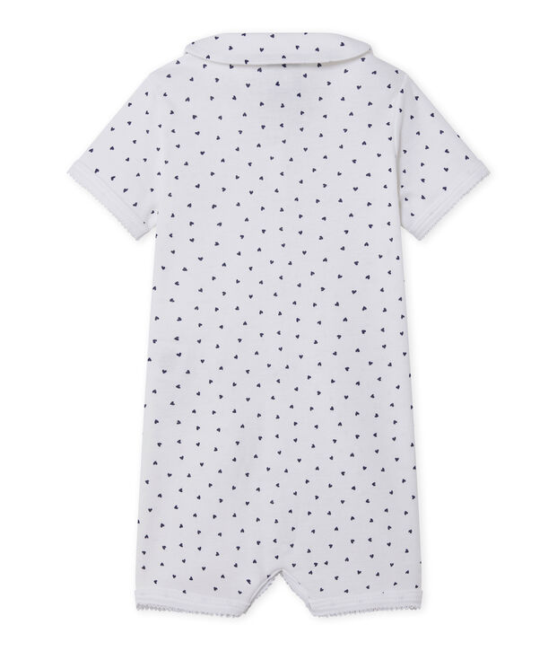 Pijama sin pies con corazones estampados para beb&eacute; ni&ntilde;a blanco/azul