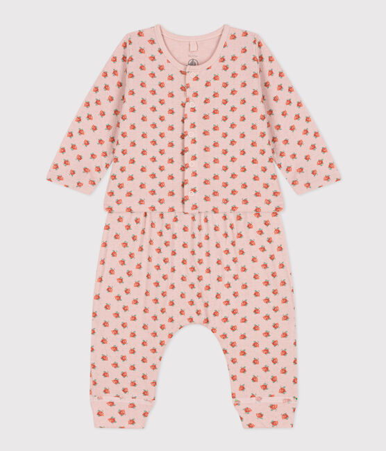 Conjunto de túbico con estampado de flores para bebé rosa SALINE/blanco MULTICO