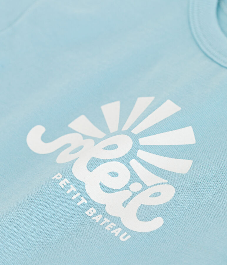 Camiseta lisa de manga corta de algod&oacute;n para beb&eacute; azul