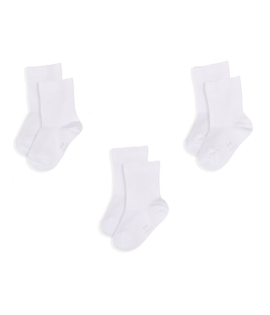 Lote de 3 pares de calcetines para bebé niño blanco ECUME