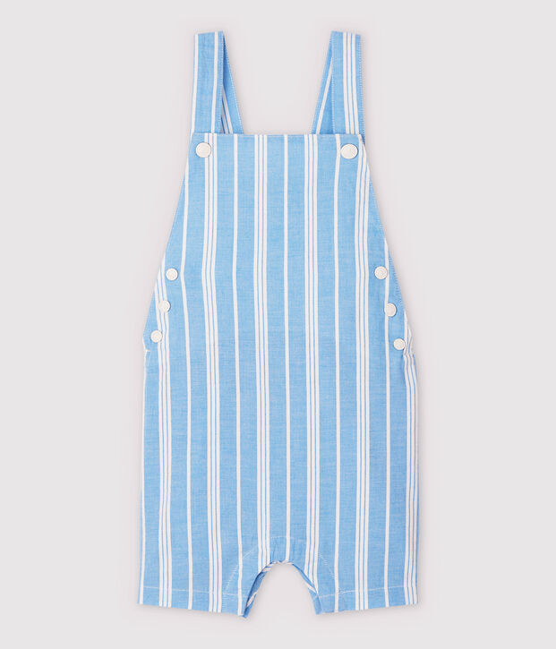 Peto corto de popelina de rayas de beb&eacute; ni&ntilde;o azul/blanco