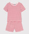 Pijama infantil corto de algodón a rayas rojo MARSHMALLOW/ SPI