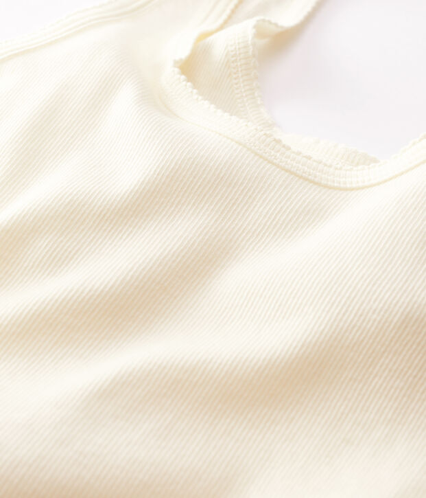 Camiseta de tirantes de lana y algod&oacute;n de mujer blanco