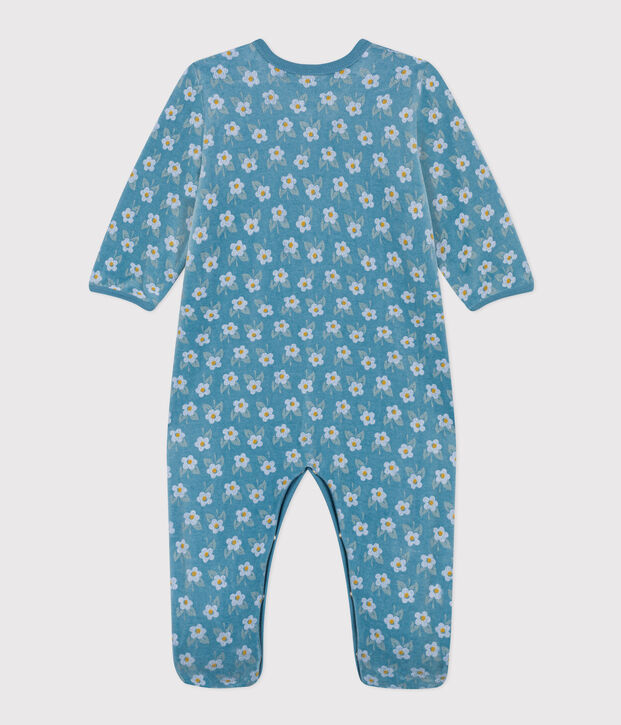 Pijama de terciopelo con flores para beb&eacute; azul/multicolor