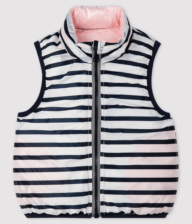 Chaqueta alcolchada reversible para beb&eacute; rosa