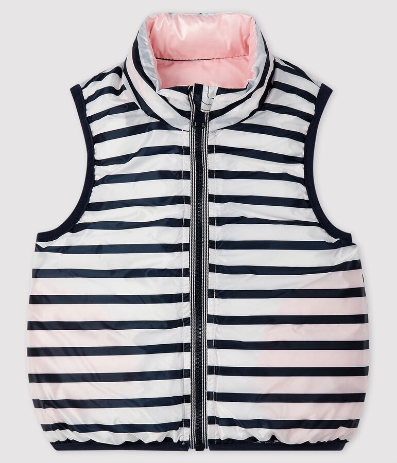 Chaqueta alcolchada reversible para beb&eacute; rosa