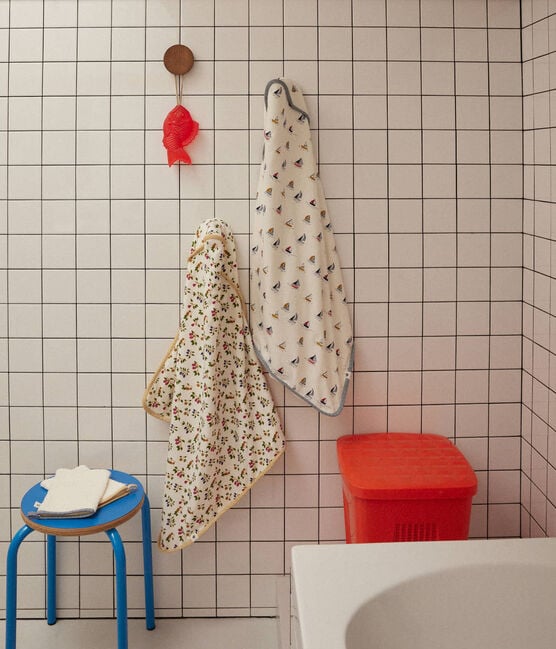 Toalla de baño y manopla para bebé con estampado marino blanco MARSHMALLOW/azul MEDIEVAL/ MULTICO