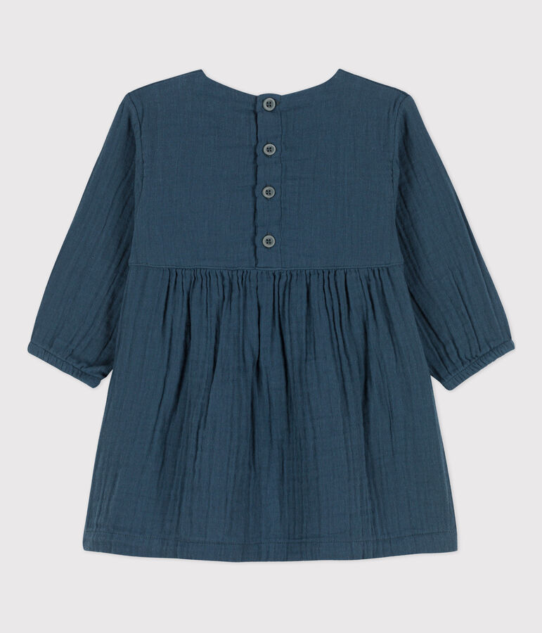 Vestido de gasa de algod&oacute;n de manga larga para beb&eacute; gris