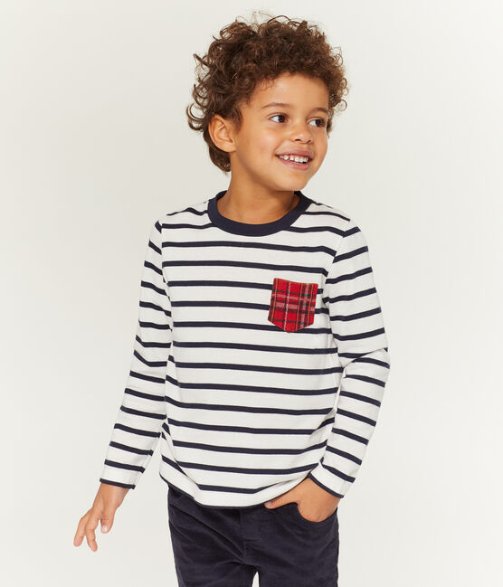 Camiseta de manga larga para niño blanco MARSHMALLOW/azul SMOKING