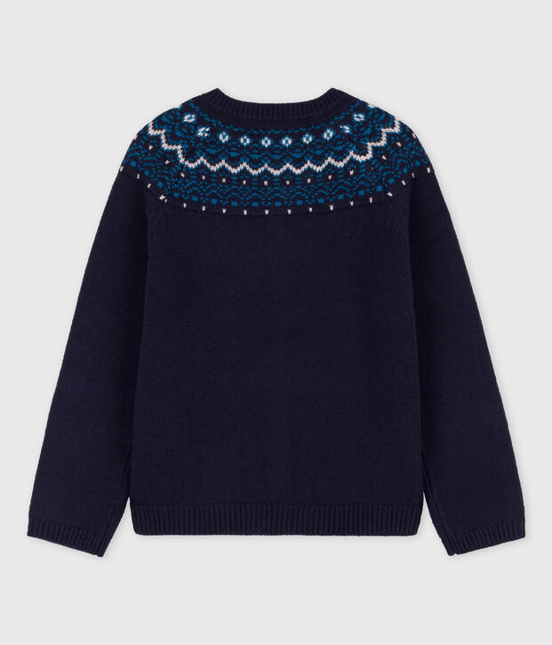 C&aacute;rdigan de lana y algod&oacute;n de ni&ntilde;a azul/multicolor