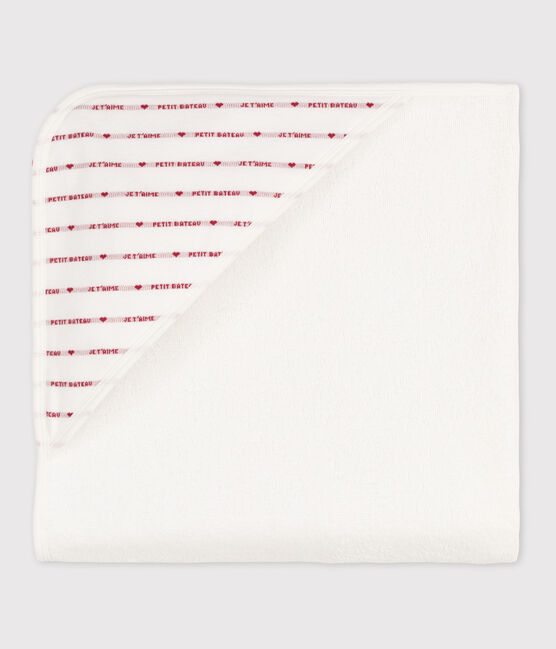 Capa de baño de algodón para bebé blanco MARSHMALLOW/rojo TERKUIT