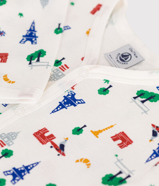 Pijama de algodón con estampado de París para bebé blanco MARSHMALLOW/blanco MULTICO