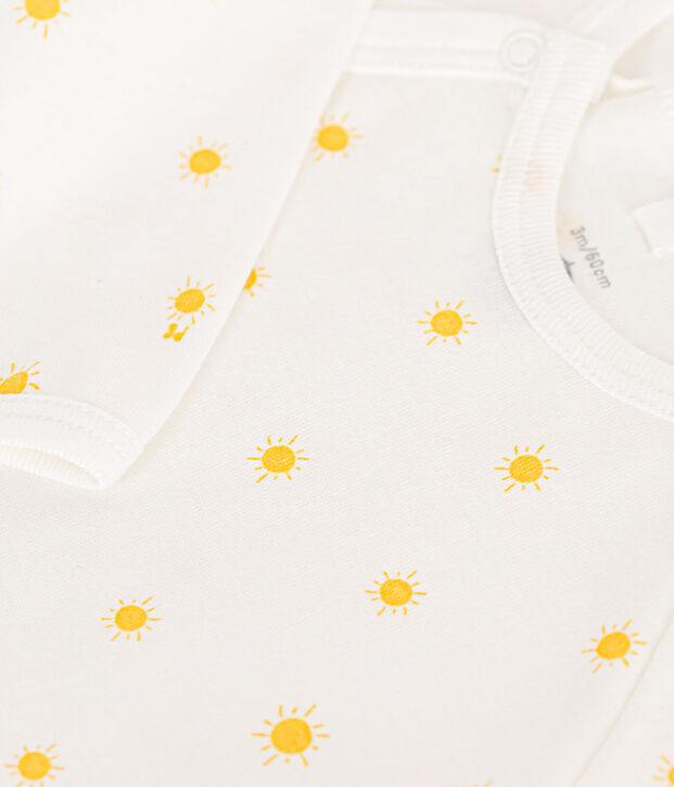 Pijama de algod&oacute;n para beb&eacute; blanco/amarillo