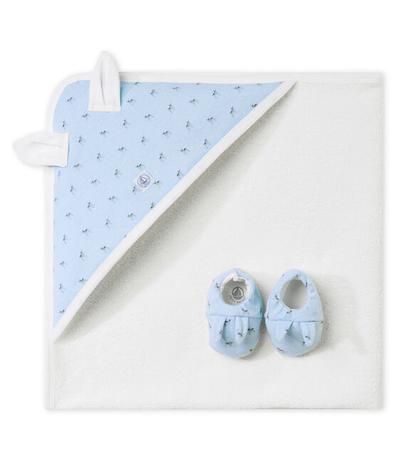 Cofre capa de baño + patucos para bebé mixto azul FRAICHEUR/blanco MULTICO