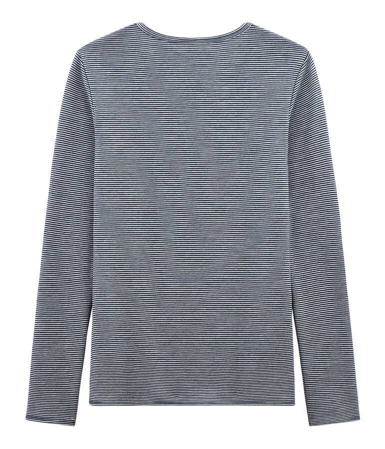 Camiseta de manga larga muy c&aacute;lida para mujer azul/blanco