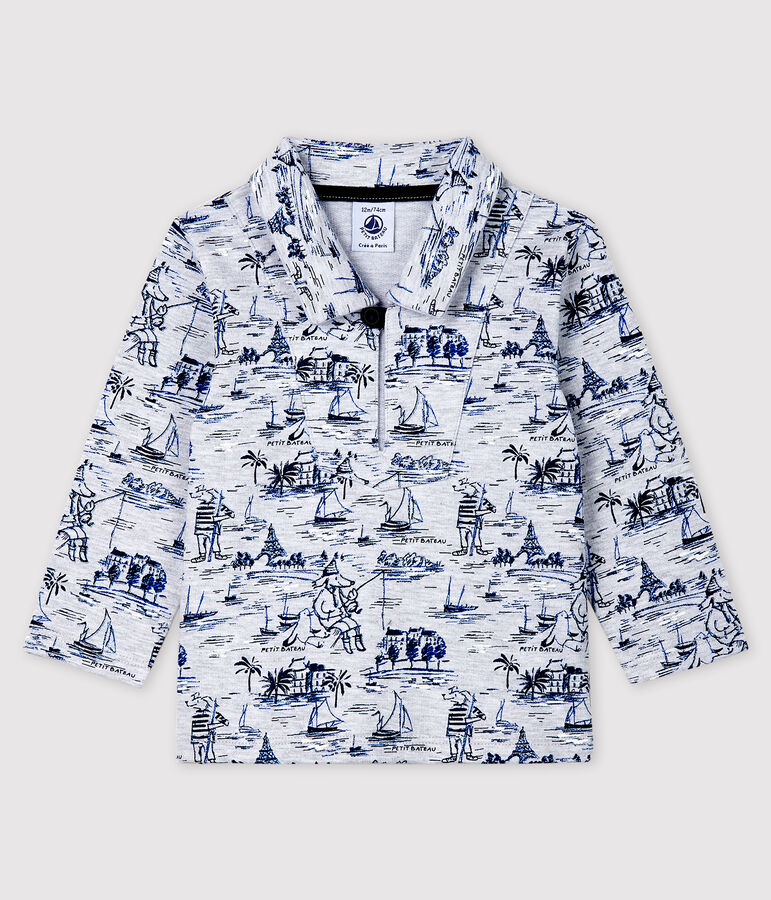 Sudadera de felpa estampada para beb&eacute; ni&ntilde;o gris POUSSIERE/azul SMOKING