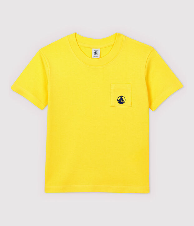 Camiseta de manga corta de punto de ni&ntilde;o amarillo