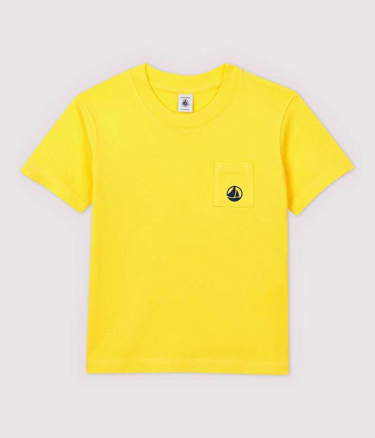 Camiseta de manga corta de punto de ni&ntilde;o amarillo