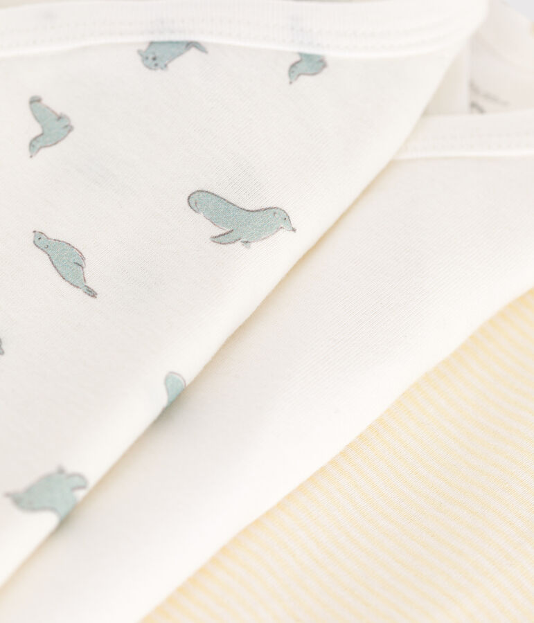 Juego de 3 bodis cruzados y estampados de manga corta de algod&oacute;n para beb&eacute; multicolor