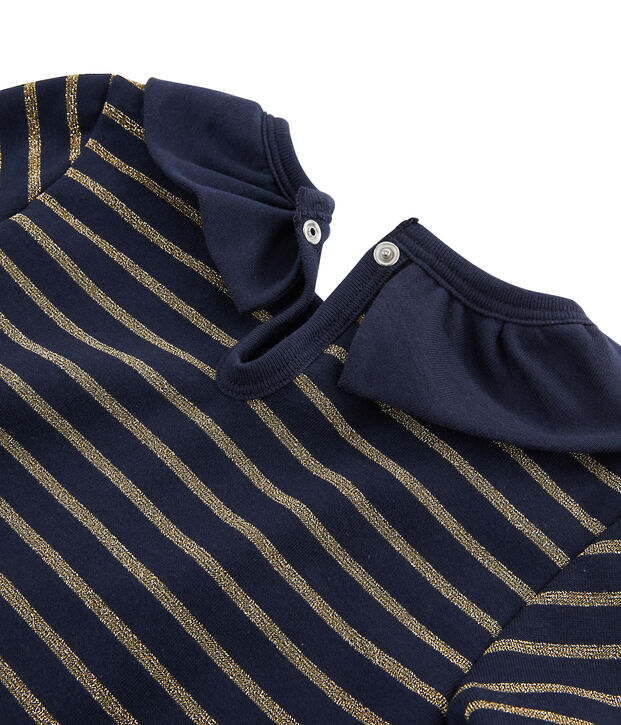Camiseta de punto de jersey de ni&ntilde;a azul/amarillo