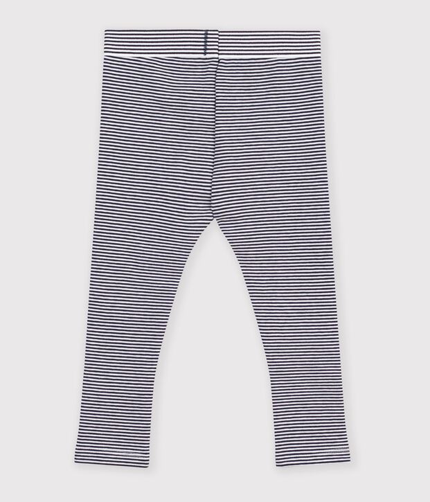 Leggings de algod&oacute;n a rayas para beb&eacute; azul/blanco