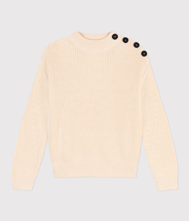 Jersey de punto ingl&eacute;s de algod&oacute;n para mujer crudo