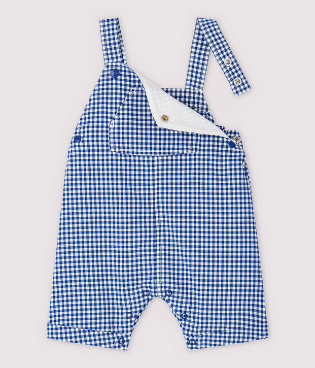 Peto corto de urdimbre y trama de beb&eacute; ni&ntilde;o azul/blanco