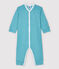 Pijama enterizo de rayas de algodón y lyocell azul MIROIR/blanco MARSHMALLOW