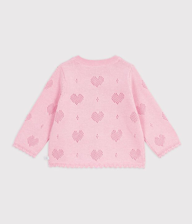 C&aacute;rdigan de algod&oacute;n con estampado de corazones para beb&eacute; rosa
