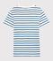 Camiseta L'ICONIQUE con cuello redondo de algodón orgánico de mujer blanco MARSHMALLOW/azul DELFT