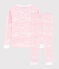 Pijama snugfit con estampado de olas rosas de algodón de niña blanco MARSHMALLOW/rosa GRETEL