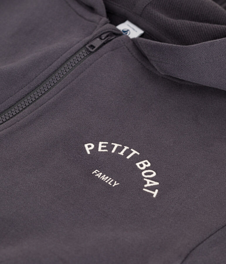 Sudadera con capucha petit Boat y cremallera de ni&ntilde;o gris