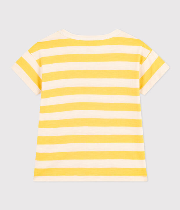 Camiseta a rayas de punto flameado para ni&ntilde;o amarillo/crudo