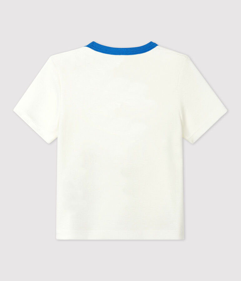 Camiseta de manga corta con motivo marinero de algod&oacute;n de beb&eacute; blanco