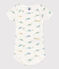 Body estampado de algodón de manga corta para bebé blanco MARSHMALLOW/blanco MULTICO