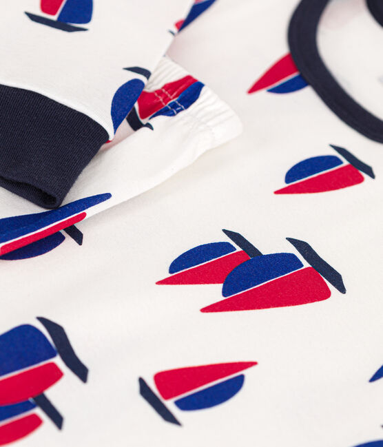 Pijama de algodón estampado con motivo de barcos júnior blanco MARSHMALLOW/blanco MULTICO