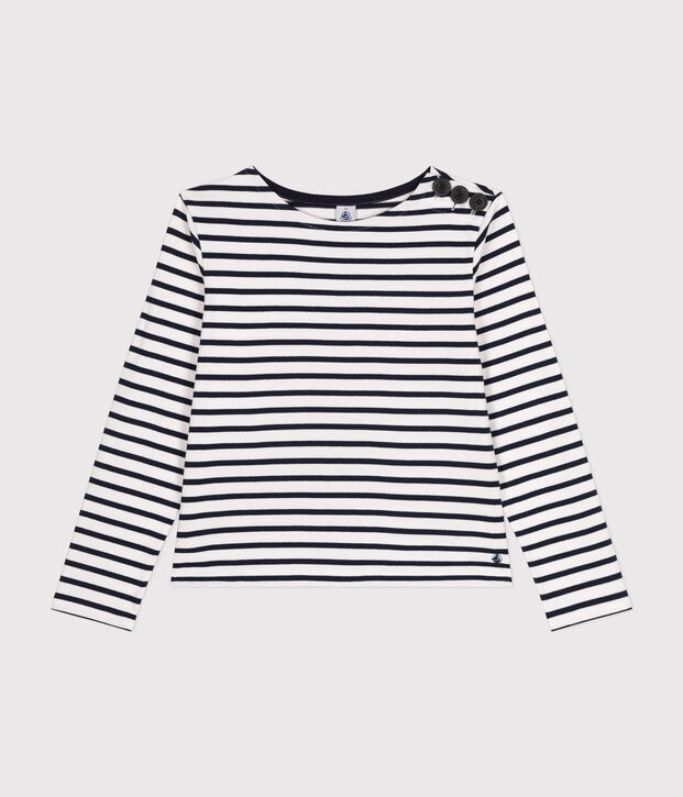 Marinera de algod&oacute;n con botones para mujer blanco/azul