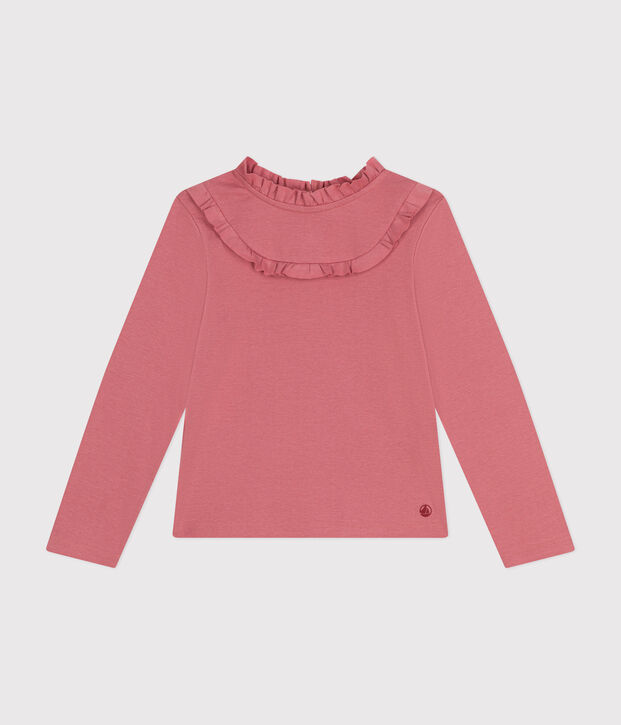 Camiseta de manga larga de punto para ni&ntilde;a rosa