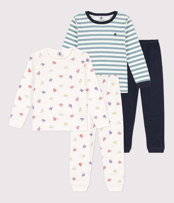 Juego de 2 pijamas, uno de gorilas y otro a rayas, de algodón de niño variante 1