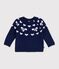 Jersey de lana y algod&oacute;n con estampados de lazos para beb&eacute; azul/crudo