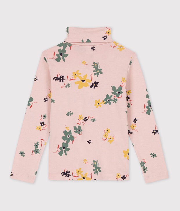 Prenda de cuello de cisne con estampado de flores de algod&oacute;n de ni&ntilde;a rosa/multicolor
