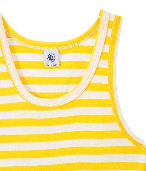 Camiseta de mujer en canalé original de rayas amarillo SHINE/blanco MARSHMALLOW